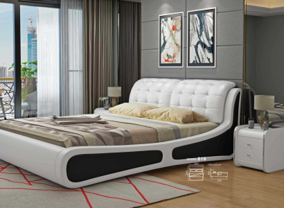 Bett Polster Design Luxus Doppel Betten Weiß 180x200cm Schlaf Zimmer Leder